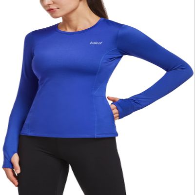 baleaf Women's Thermal Shirts Long Sleeve Workout Tops Running Athletic Zipper Pocket Fleece Lined Cold Weather Gear Winter Thumbholes Royal Blue XXL