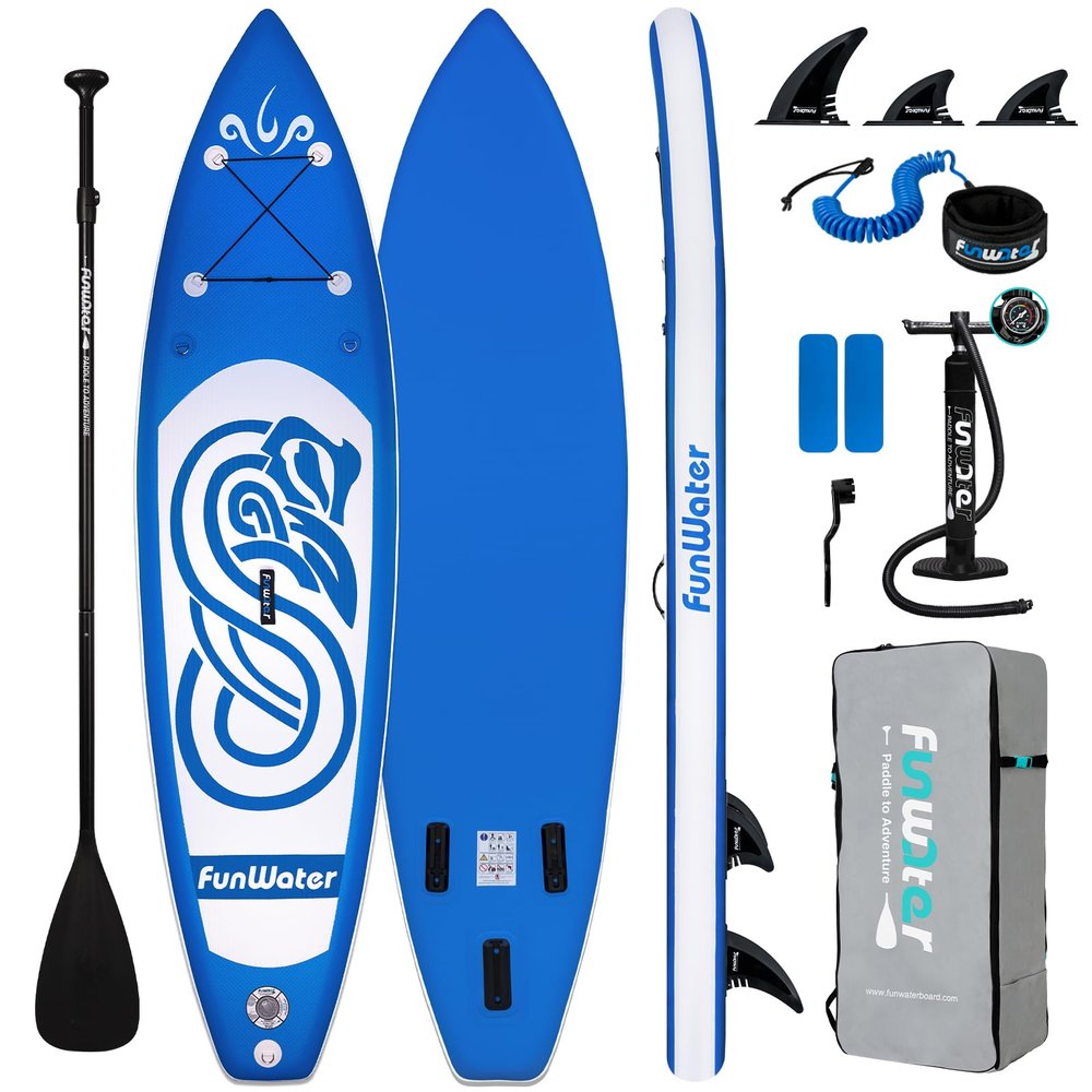 FunWater 10'31"6" Inflatable Stand Up Paddle Board with Premium SUP Paddleboard Accessories, Wide Stable Anti-Slip EVA Deck,Paddle Boards for Adults & Youth of All Skill Levels