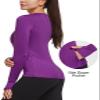 baleaf Women's Thermal Tops Long Sleeve Workout Shirts Running Compression Zipper Pocket Fleece Cold Weather Gear Winter Thumbholes Purple XS view 2