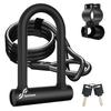 Sportneer Bike Lock: Heavy Duty Anti Theft Bike U Lock with 5ft Security Steel Cable - 17mm Shackle Bicycle U-Locks with Keys & Sturdy Mounting Bracket for Road, Mountain, Electric & Folding Bike view 1