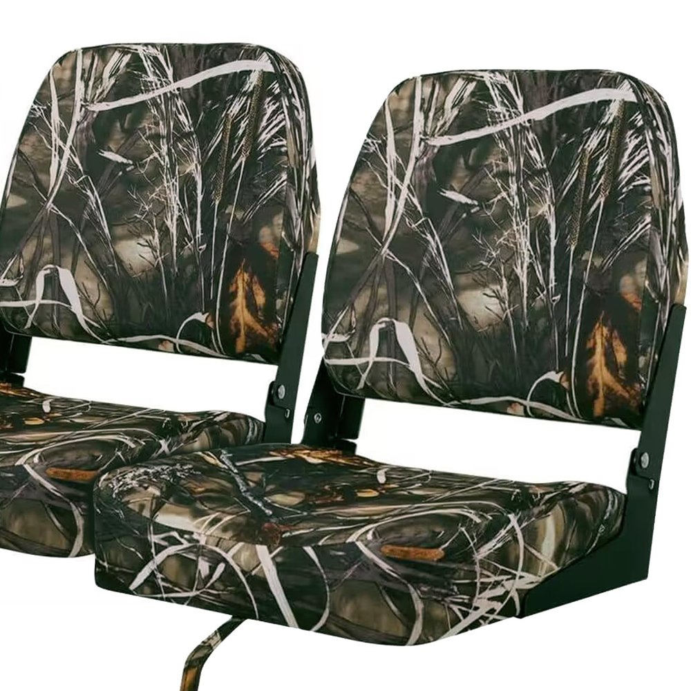 Seamander Low Back Boat Seats, Folding Boat Seats With Stainless Steel Screws,Aluminum Hinges&Padded,Fishing Boat Seat, Multiple Color Options (2-Pack)