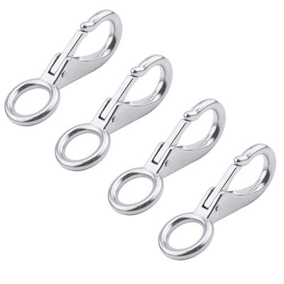 MroMax Fixed Eye Hook,304 Stainless Steel 0 Carabiner Lock Boat Clip Hook 98mm Length Silver Tone 4pcs