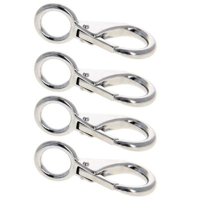 MroMax Fixed Eye Hook,316 Stainless Steel 0 Carabiner Lock Boat Clip Hook 70mm Length Silver Tone 4pcs