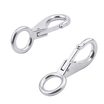 MroMax Fixed Eye Hook,304 Stainless Steel 0 Carabiner Lock Boat Clip Hook 98mm Length Silver Tone 2pcs