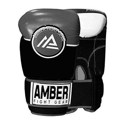 Force Boxing Gloves for Training, Sparring, Kickboxing, Muay Thai Durable PU, Multi-Layer Foam, Wrist Support, Punching Bag & Mitts Gloves, Grey/Black, 12oz