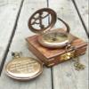 Engraved Compass Antique Compass Custom Gift Brass Compass Gift for Graduation, Anniversary, Baptism, Retirement - Vintage Style Working Compass (Engraved with Wooden Box) view 1