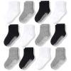 CozyWay Toddler Grip Socks - Soft Cotton Comfort & Toddler Cotton Socks - Non-Slip Grippers & Grippy Pairs for Kids - 3T-5T, Black/White/Gray, 12-Pack view 1