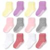 CozyWay Toddler Grip Socks - Non-Slip Toddler Socks With Grippers - Soft Cotton Blend Comfort Fit - Reinforced Toe for Boys & Girls - 3T-5T, Pack of 12, Pink/White/Gray view 1