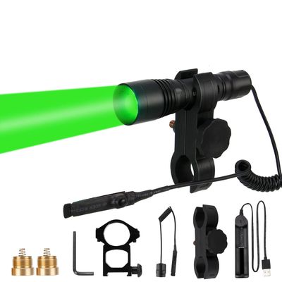 LUMENSHOOTER S2plus Premium Scope Mounted Hunting Light Kit, Interchangeable Green Red White LED Modules, High Power Zoomable Flashlight Torch for Coyote, Predator, Varmint, Coon& Hog