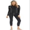 TianMaiGeLun Plus Size Women 2 Pieces Patchwork Long Sleeve Rash Guard Swimsuit UPF 50+ Surf Swimwear Sport Burkinis (Black White, XL) view 3