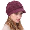 Winter Hats for Women Beanie Hat Warm Knitted Cap Rabbit Hair Fluffy Lining Caps with Visor Rose view 2