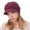 Winter Hats for Women Beanie Hat Warm Knitted Cap Rabbit Hair Fluffy Lining Caps with Visor Rose view 3