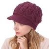 Winter Hats for Women Beanie Hat Warm Knitted Cap Rabbit Hair Fluffy Lining Caps with Visor Rose view 4
