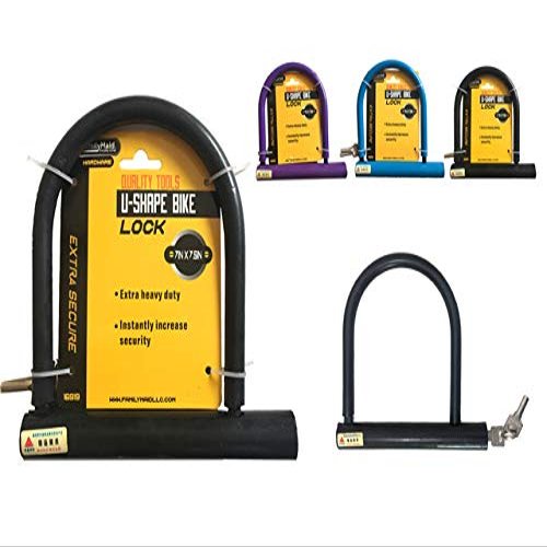 DollarItemDirect U-Bike Lock 7 x 7.5 inches 8 mm Black, Blue, Purple Colors, Case of 24