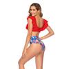 Red Summer Days Floral High-Waist Swimsuit Set view 2