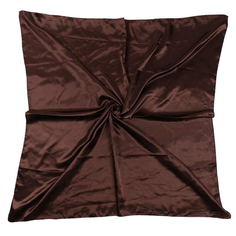 35" Womens Large Satin Square Scarf Silk Feeling Hair Wrapping Gift Headscarf Scarves Coffee