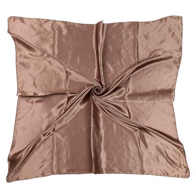 35" Womens Large Satin Square Scarf Silk Feeling Hair Wrapping Gift Headscarf Scarves Brown