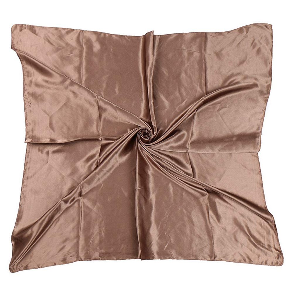 35" Womens Large Satin Square Scarf Silk Feeling Hair Wrapping Gift Headscarf Scarves Brown