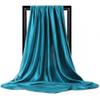 35" Womens Large Satin Square Scarf Silk Feeling Hair Wrapping Gift Headscarf Scarves Cyan Blue view 2