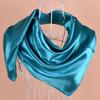35" Womens Large Satin Square Scarf Silk Feeling Hair Wrapping Gift Headscarf Scarves Cyan Blue view 4
