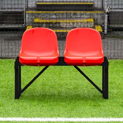 FORZA Aluminum Team & Substitute Bench | Multiple Seat Sizes & Color Options | HDPE Bucket Seats (Red, 3.3ft (1m) | 2 Seats)