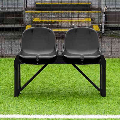 FORZA Aluminum Team & Substitute Bench | Multiple Seat Sizes & Color Options | HDPE Bucket Seats (Black, 3.3ft (1m) | 2 Seats)