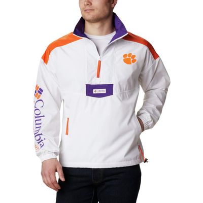 Columbia Men's Riptide Anorak Jacket , CLE - White/Spark Orange/Vivid Purple, Small