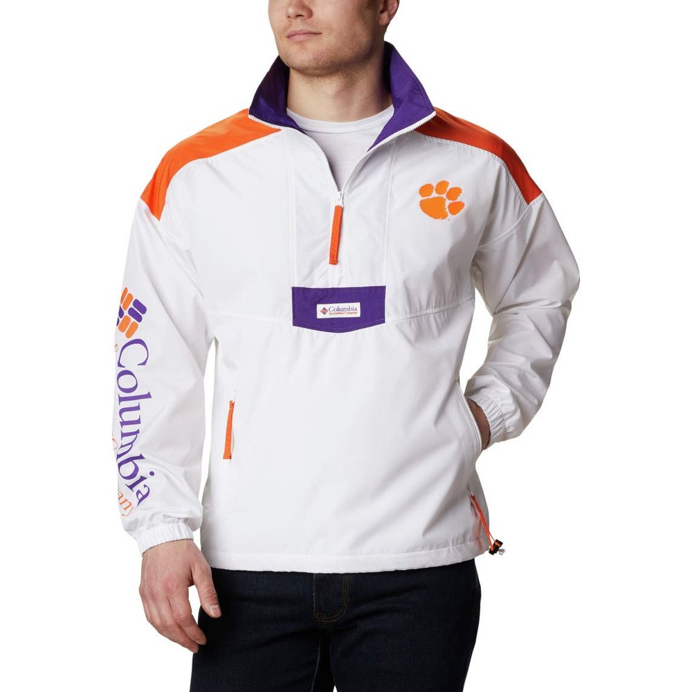 Columbia Men's Riptide Anorak Jacket , CLE - White/Spark Orange/Vivid Purple, Small