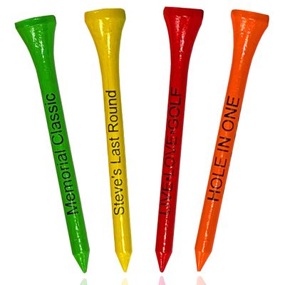 2  Bamboo Golf Tees, Customizable Golf Tees with 24 Characters for Messages Imprinted in Black, Essential Equipment & Ideal Gift for Golfers, Pack of 500, Assorted Mix