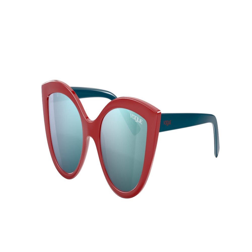 Vogue Eyewear Unisex Kids VJ2003 Cat Eye Sunglasses, Top Red/Blue Mirrored White, 46 mm