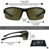 proSPORT Polarized Bifocal Sunglasses +2.50 Amber Lens Black Frame Men and Women Zipper Hard case and Sunglass Retainer Included view 2
