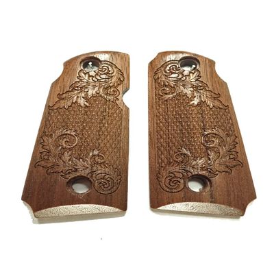 Walnut Floral Checkered Kimber Micro 380 Grips