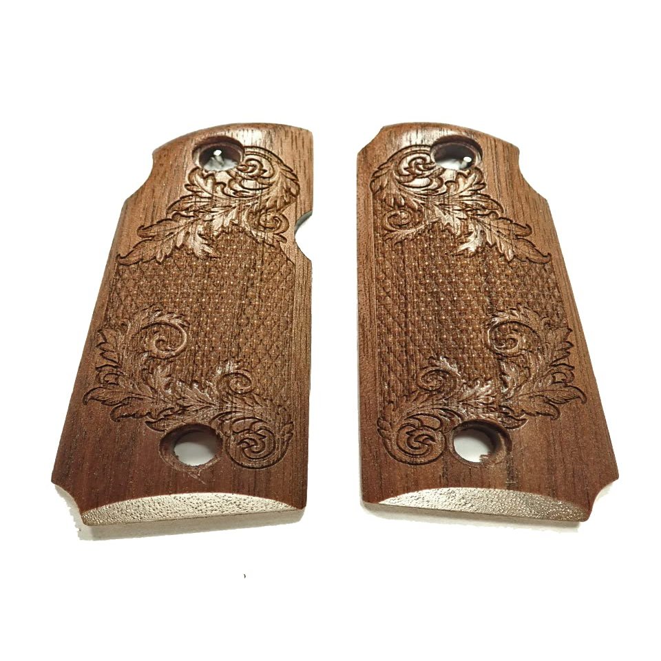 Walnut Floral Checkered Kimber Micro 380 Grips