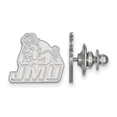 14k White Gold James Madison University Dukes JMU School Letters and Mascot Lapel Pin 15x19mm