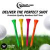 3  Bamboo Golf Tees, Customizable Golf Tees with 27 Characters for Messages Imprinted in Black, Essential Equipment & Ideal Gift for Golfers, Pack of 100, Neon Mix view 2