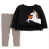 Carter's Infant Girls Black Unicorn Sparkle Glitter Tutu Ruffle 2 Pc Set 9m view 1