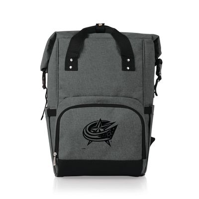 PICNIC TIME NHL Columbus Blue Jackets OTG Roll-Top Cooler Backpack - Hiking Backpack Cooler - Soft Cooler Bag
