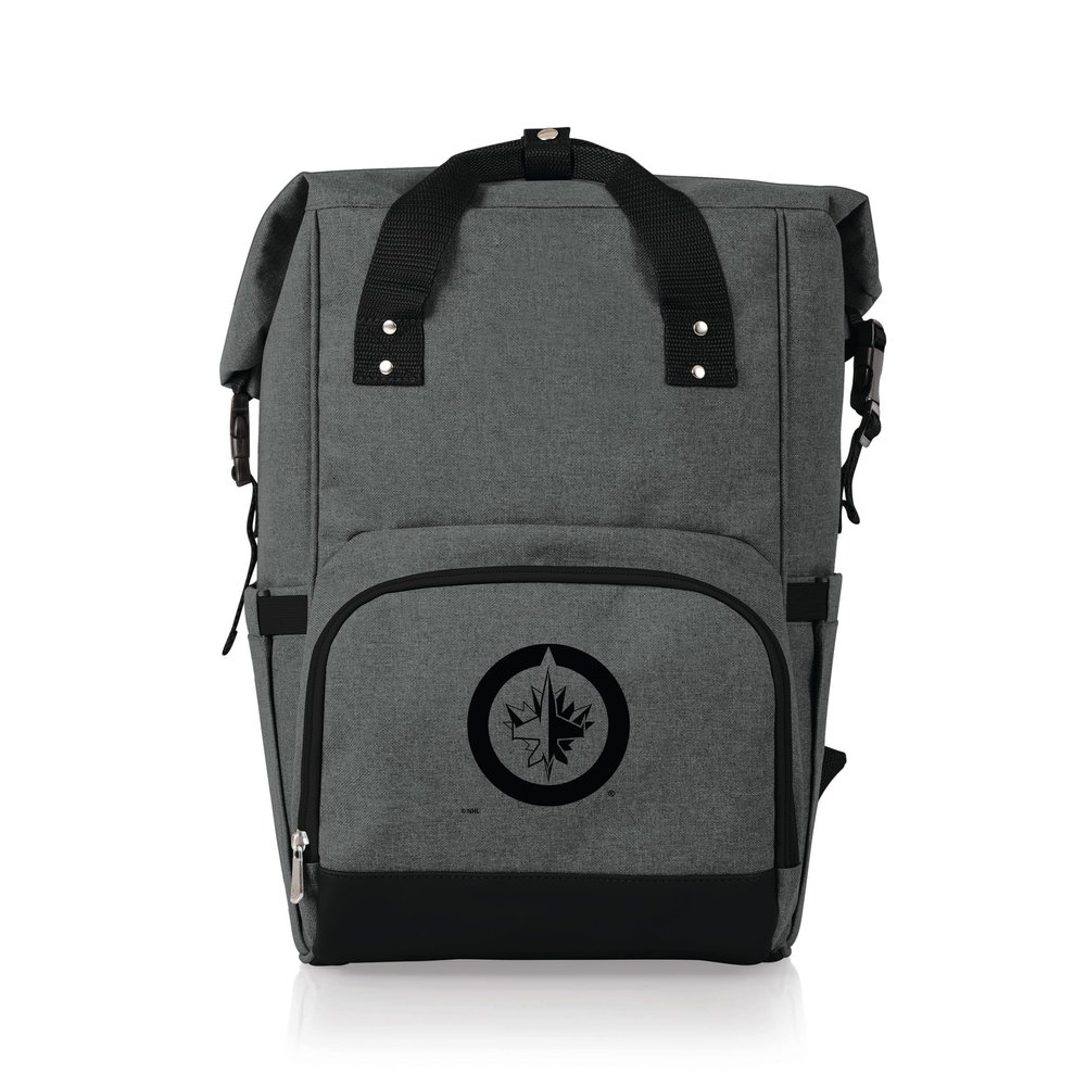 PICNIC TIME NHL Winnipeg Jets OTG Roll-Top Cooler Backpack - Hiking Backpack Cooler - Soft Cooler Bag