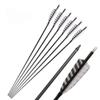 Obert 12pcs 31 Inch Archery Carbon Arrows 600 Spine with 4" Natural Feathers Fletching Hunting Targeting Arrow for Recurve Bow Longbow Compound Bow (White) view 2