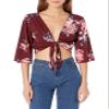 Star Vixen Women's Tie Front Crop Shrug Bolero Elbow Sleeve Cardigan in Silky Knit view 1