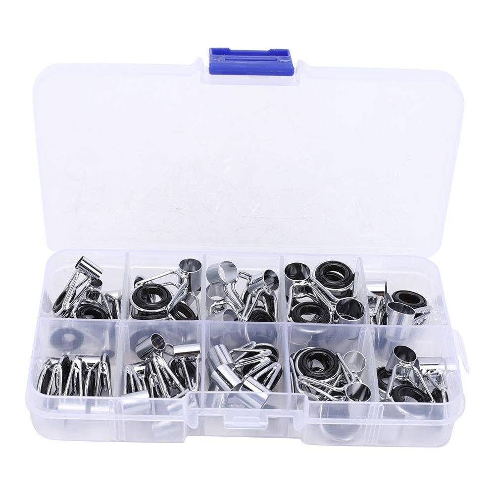 90Pcs 9Size Stainless Steel Ceramics Fishing Rod Guides Fishing Rod Guides Tips Parts Fishing Rod Repair Kit