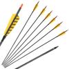 Obert 12pcs 31 Inch Archery Carbon Arrows 600 Spine with 4" Natural Feathers Fletching Hunting Targeting Arrow for Recurve Bow Longbow Compound Bow (Yellow) view 2