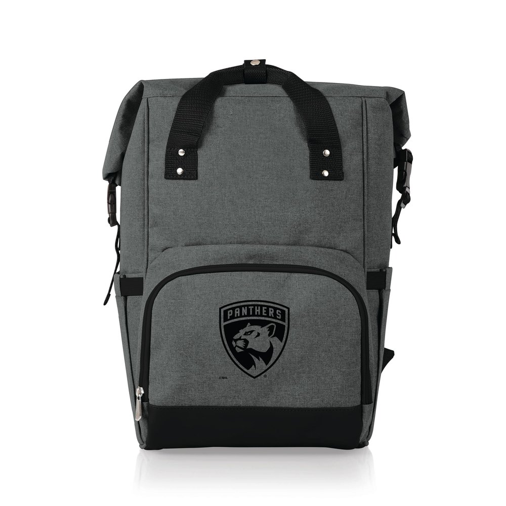 PICNIC TIME NHL Florida Panthers OTG Roll-Top Cooler Backpack - Hiking Backpack Cooler - Soft Cooler Bag