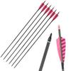 Obert 12pcs 31 Inch Archery Carbon Arrows 600 Spine with 4" Natural Feathers Fletching Hunting Targeting Arrow for Recurve Bow Longbow Compound Bow (Pink) view 2