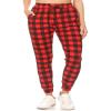 Leggings Depot Women's Relaxed fit Jogger Pants - Track Cuff Sweatpants with Pockets-S766, X-Large, Red Gingham view 2