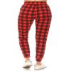 Leggings Depot Women's Relaxed fit Jogger Pants - Track Cuff Sweatpants with Pockets-S766, X-Large, Red Gingham view 3