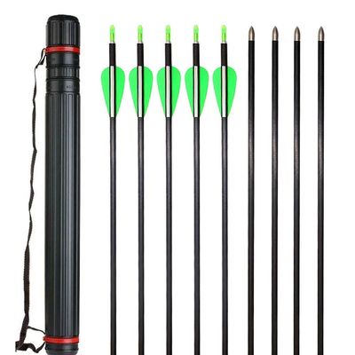 Obert 12Pcs 31 Inch Archery Carbon Fiber Arrows Spine 600 with Adjustable Arrow Quiver for Recurve Bow Compound Bow Hunting Practice
