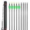 Obert 12Pcs 31 Inch Archery Carbon Fiber Arrows Spine 600 with Adjustable Arrow Quiver for Recurve Bow Compound Bow Hunting Practice view 1