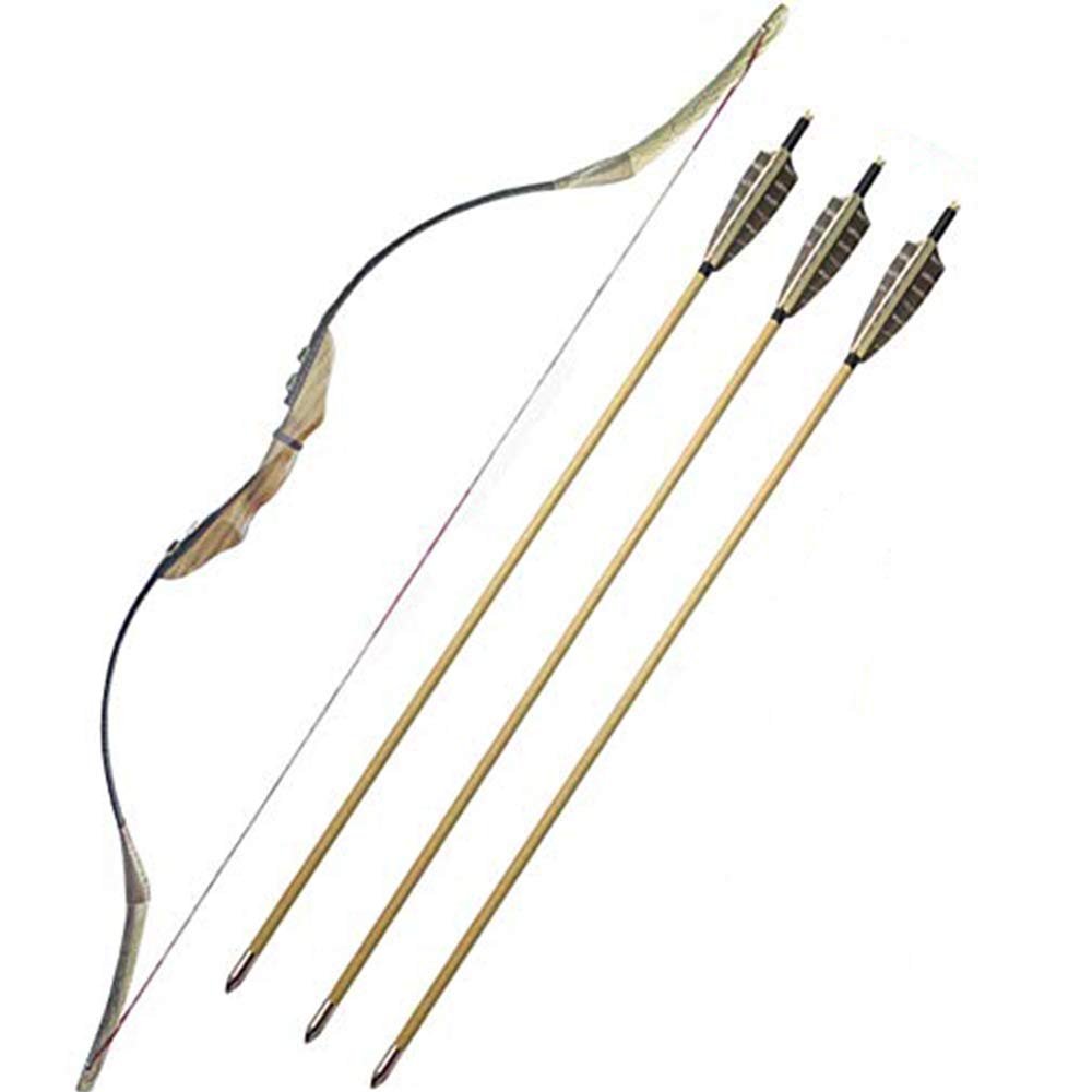 60 Inches Archery Take-Down Recurve Bow 30-50lbs Traditional Wooden Bow Hunting Longbow Horse Bow for Outdoor Practice Shooting (Bow+3pcs Arrows, 50lbs)