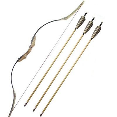 60 Inches Archery Take-Down Recurve Bow 30-50lbs Traditional Wooden Bow Hunting Longbow Horse Bow for Outdoor Practice Shooting (Bow+3pcs Arrows, 30lbs)